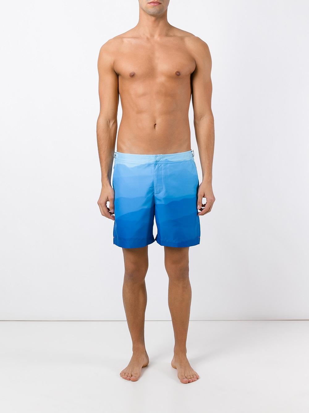 ocean wave print swim shorts