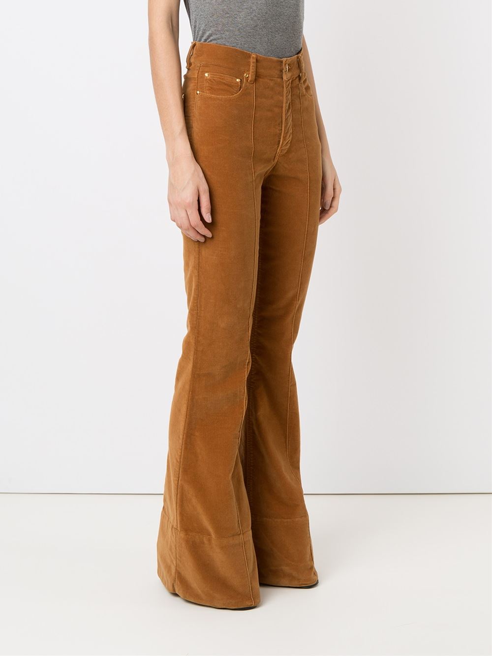 velvet flared trousers