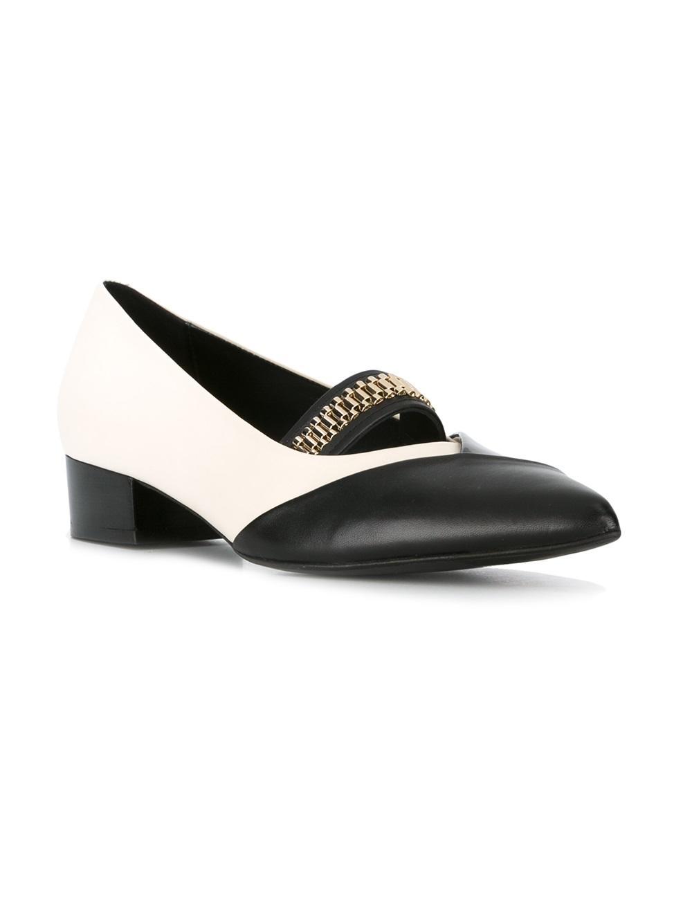 chain vamp two-tone pumps