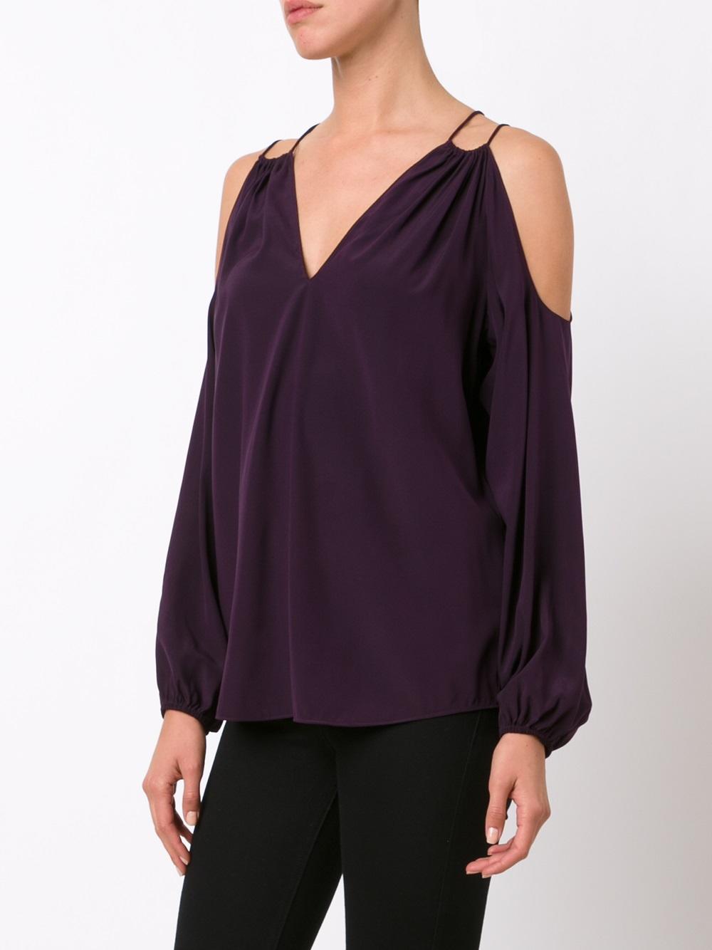 cold-shoulder V-neck blouse
