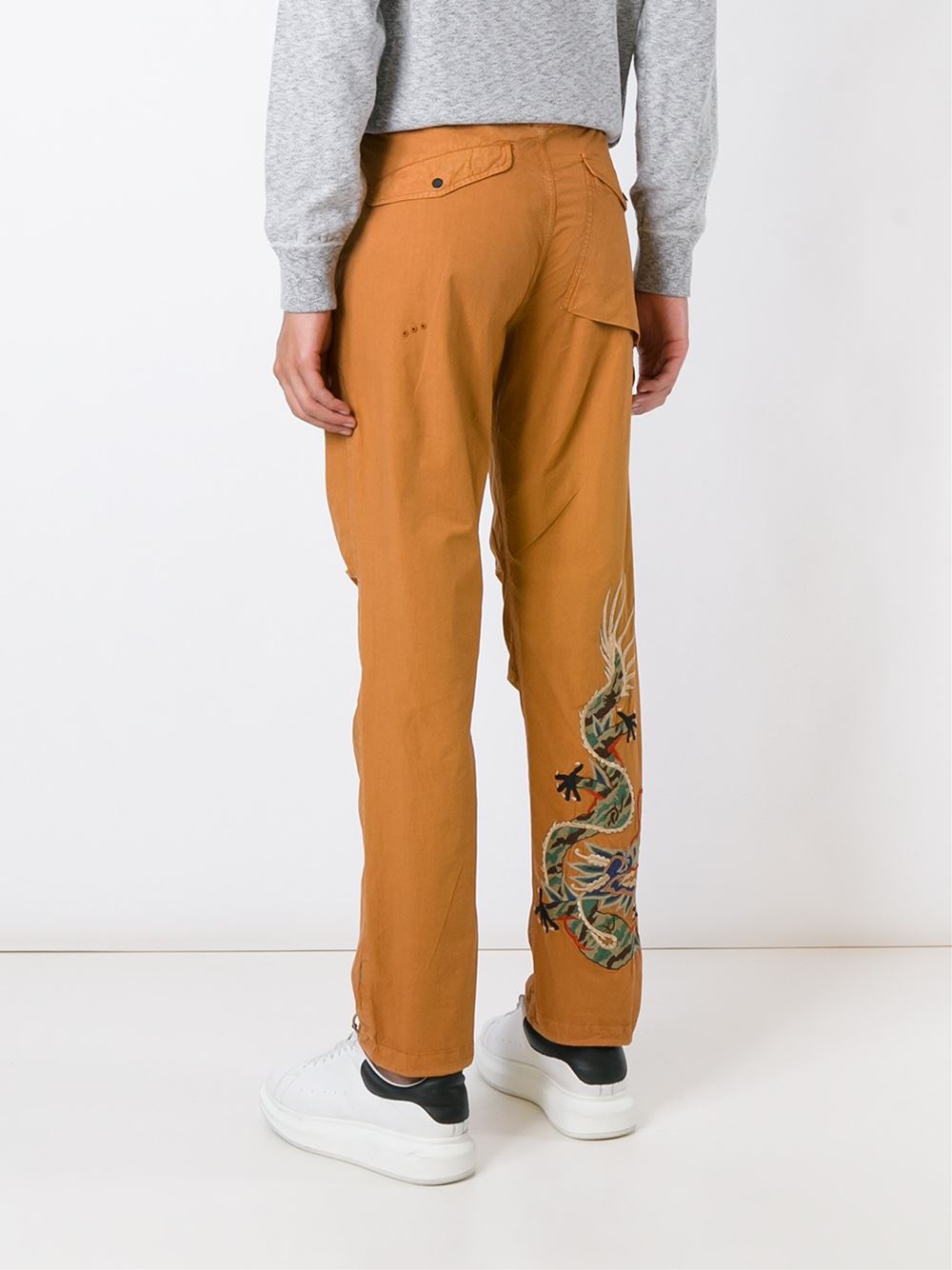 embroidered calf loose fit trousers