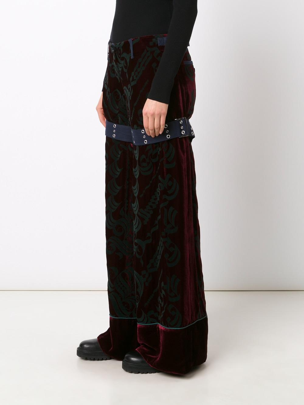 calligraphy print velvet palazzo pants