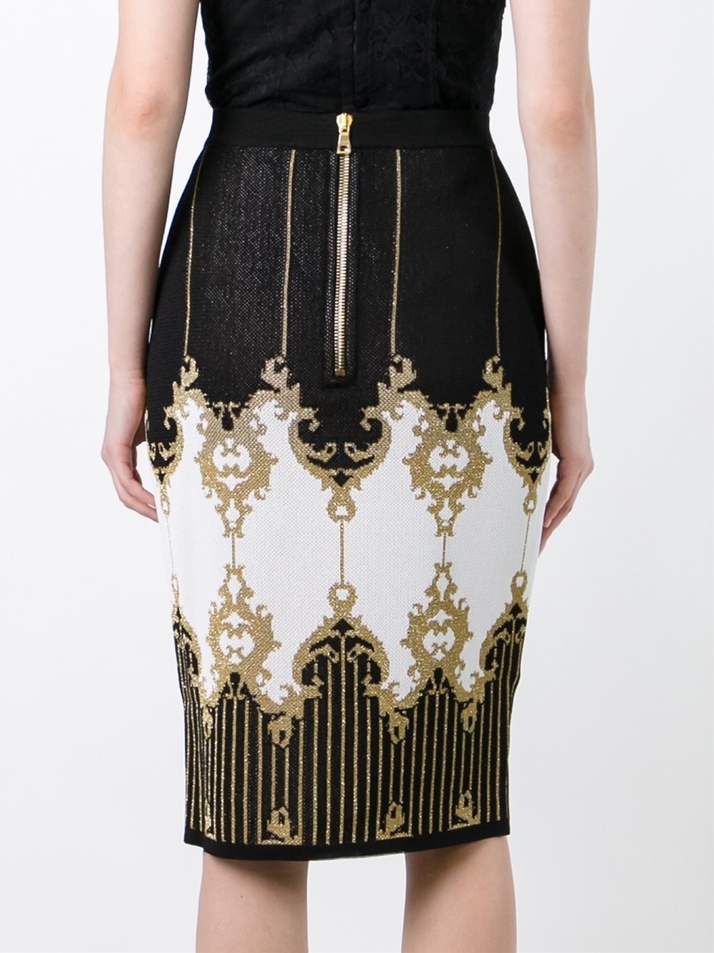 patterned baroque pencil skirt