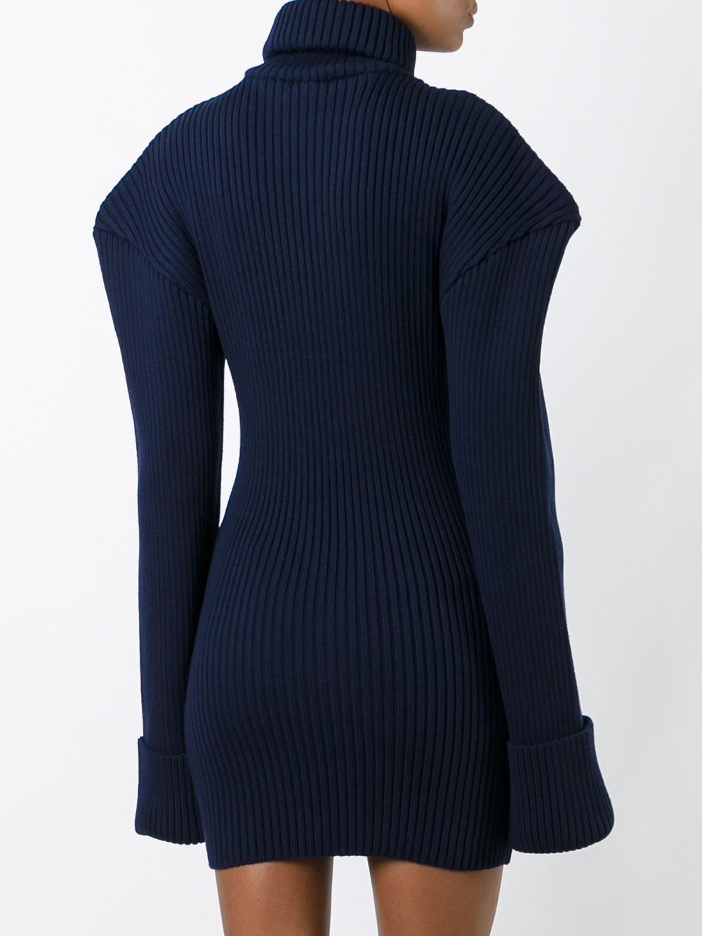 structured shoulder knitted dress