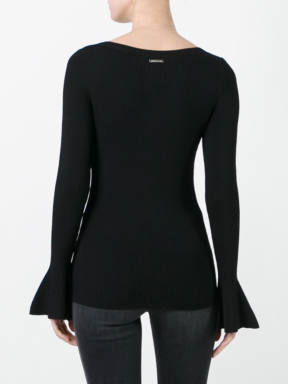 ribbed bell sleeve jumper