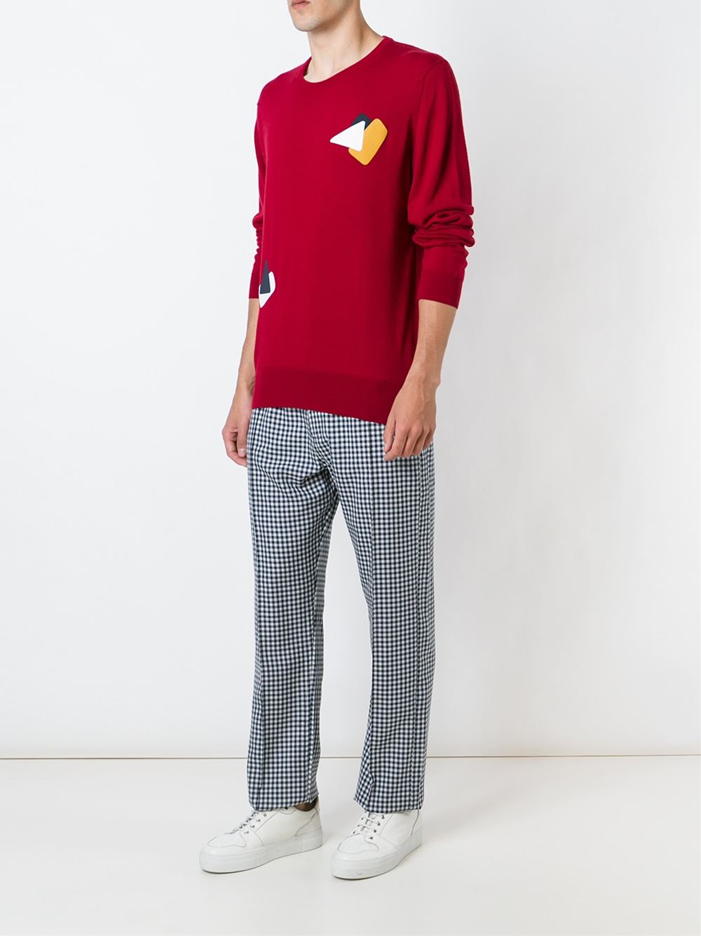 pintuck gingham trousers