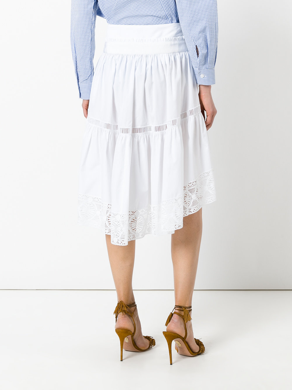 lace trim asymmetric skirt