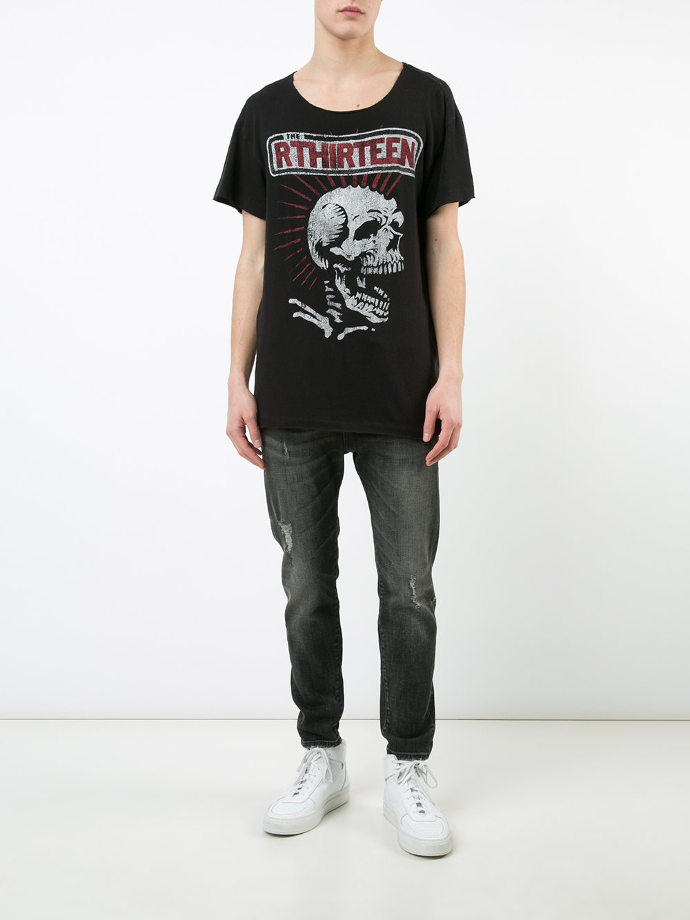 punk skeleton print T-shirt