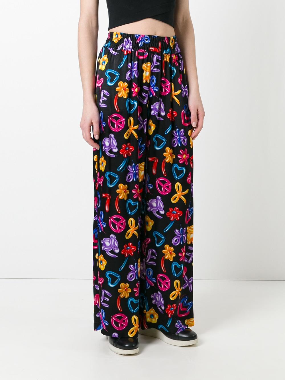 multiple prints straight trousers