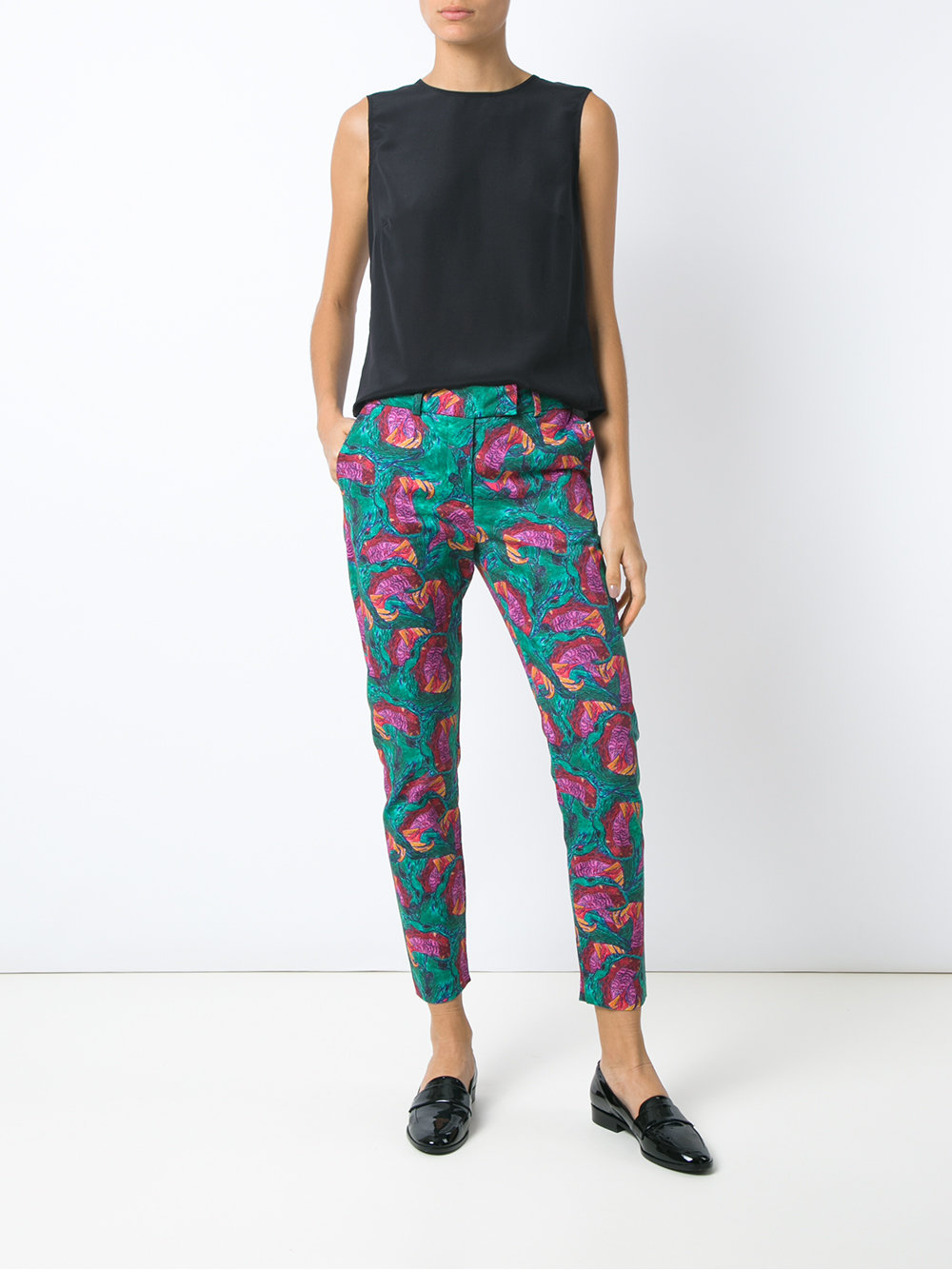abstract print skinny trousers