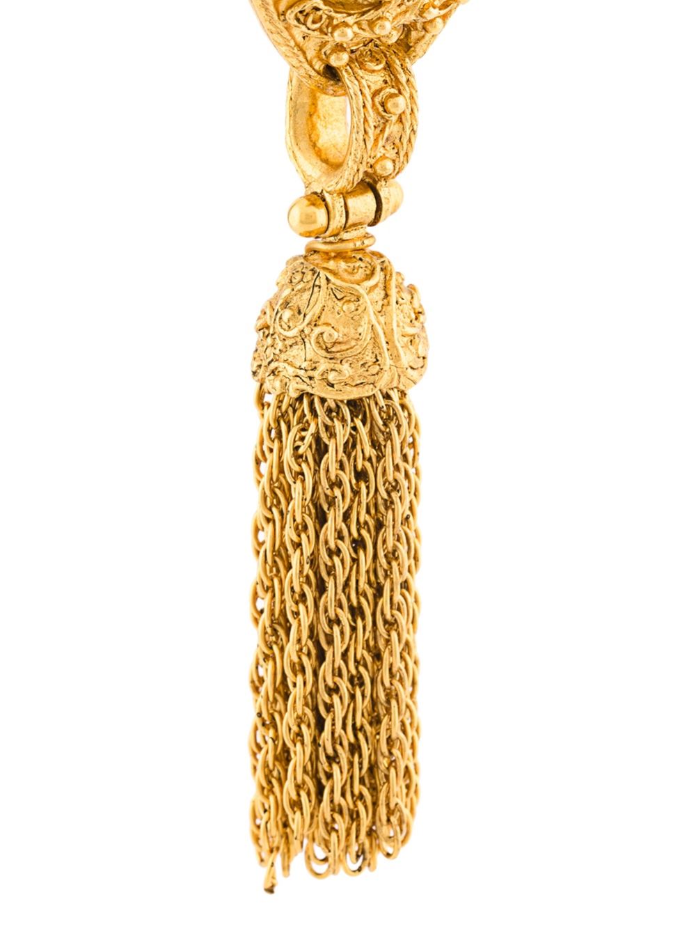 logo tassel clip-on earrings