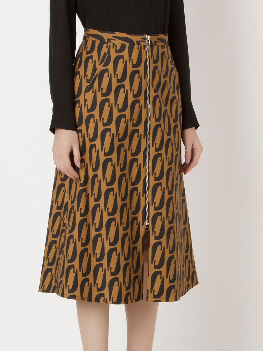 printed midi flared skirt