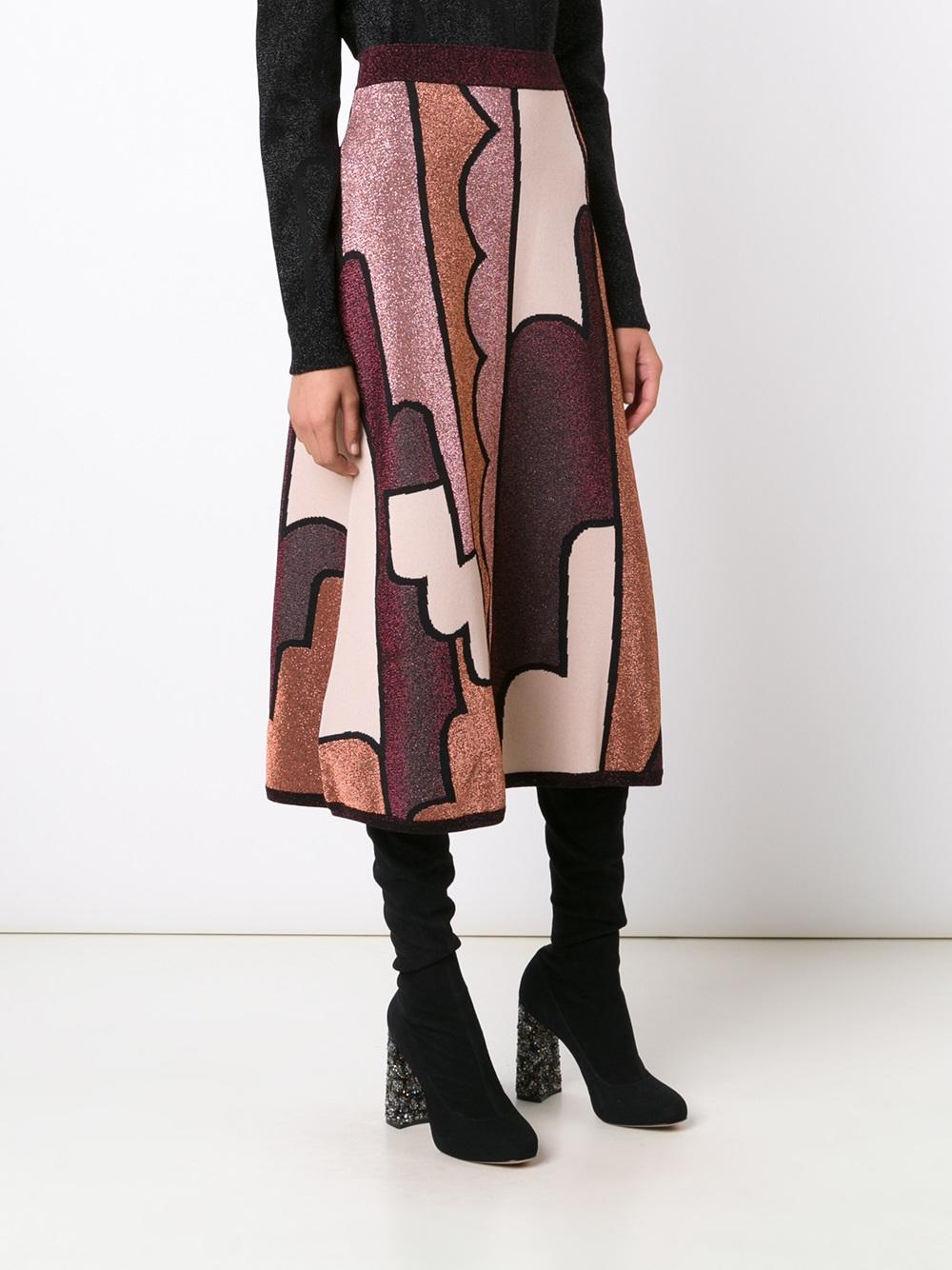 patchwork a-line skirt