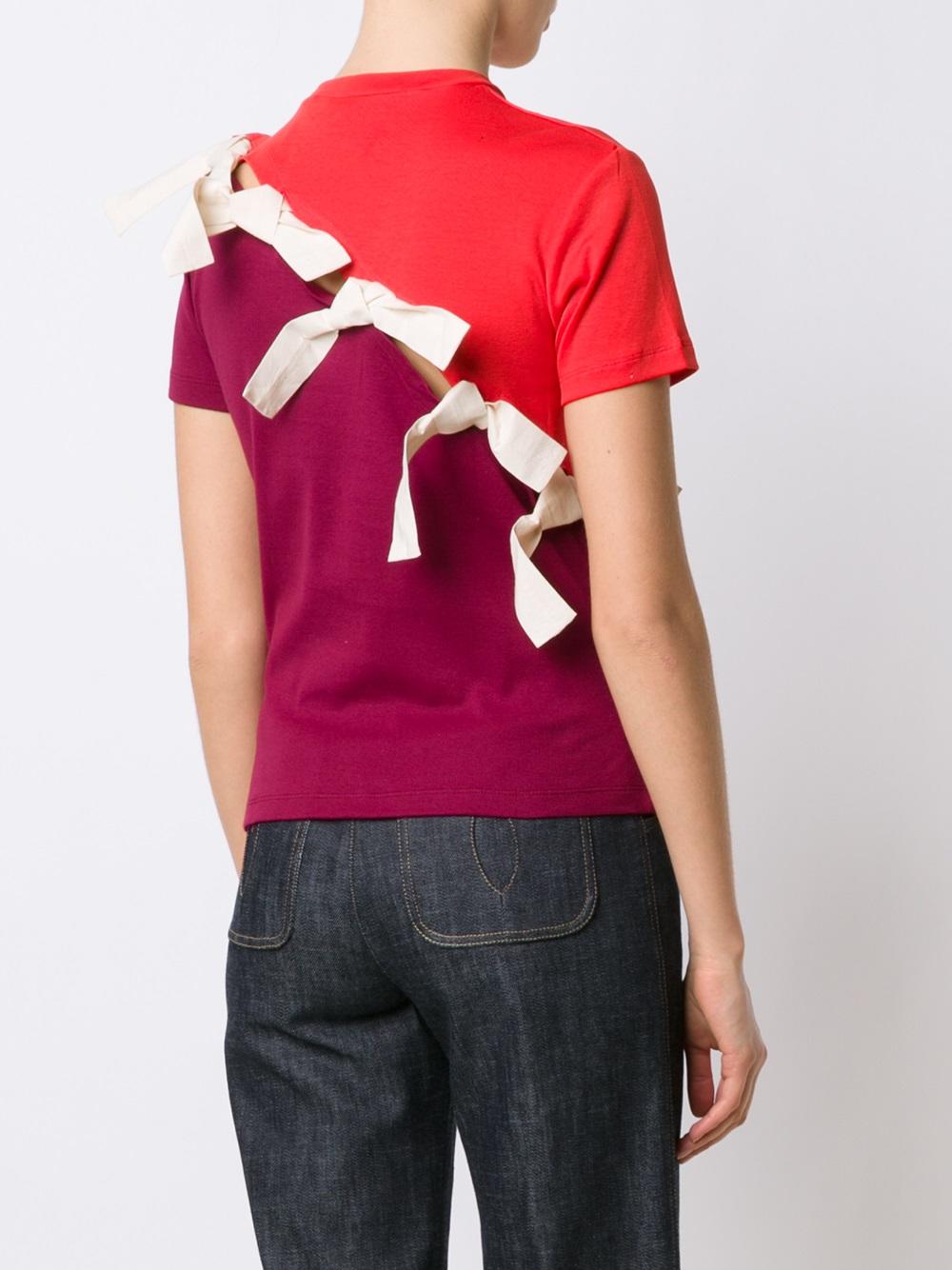 bow detail contrast T-shirt