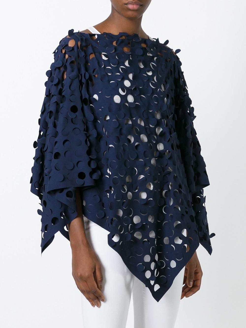 cut-off circular detailing poncho