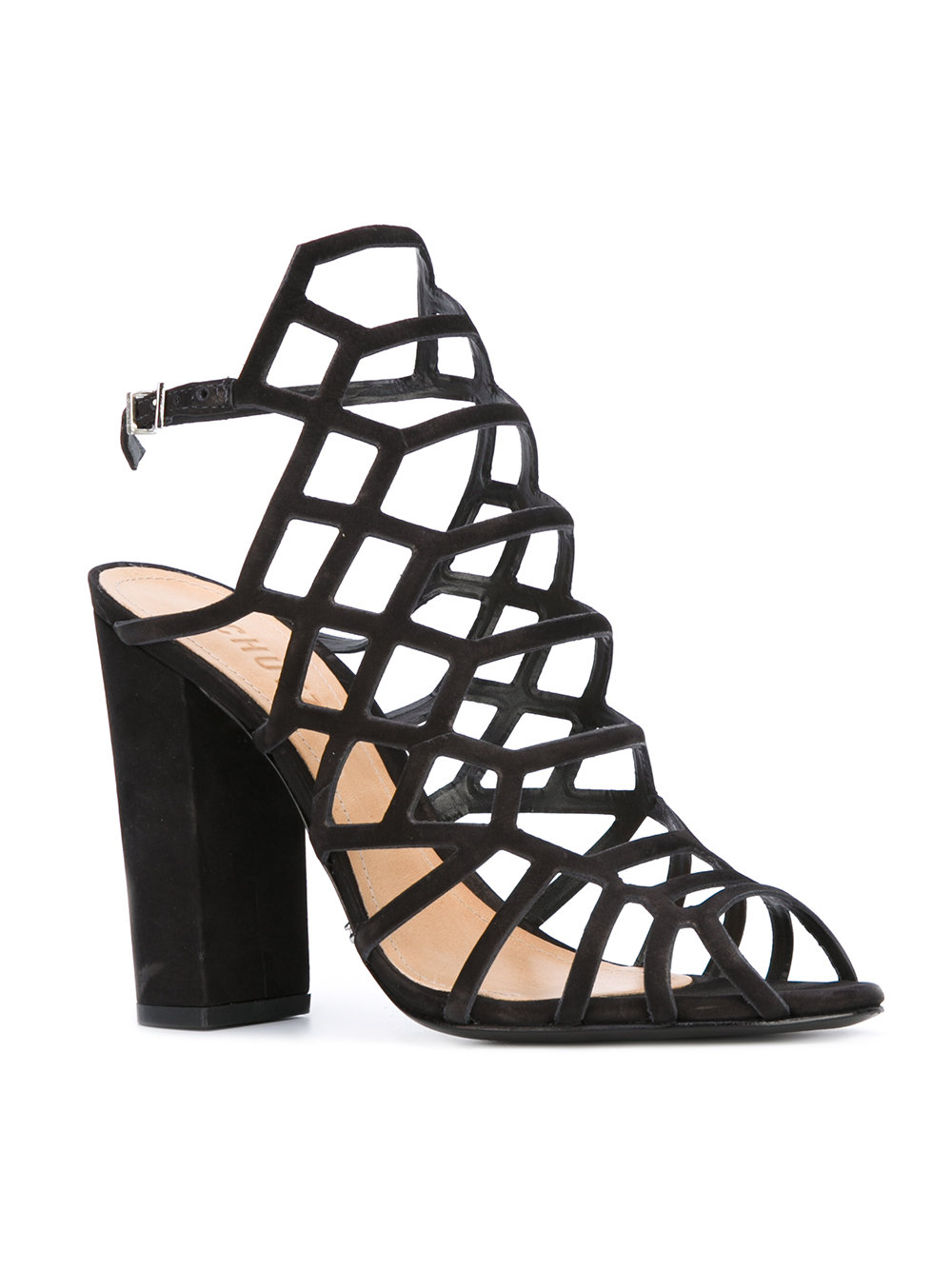 block heel caged sandals