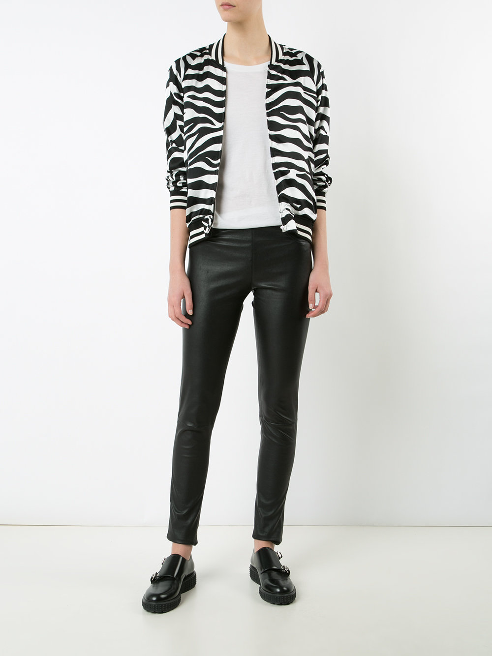 zebra print bomber jacket