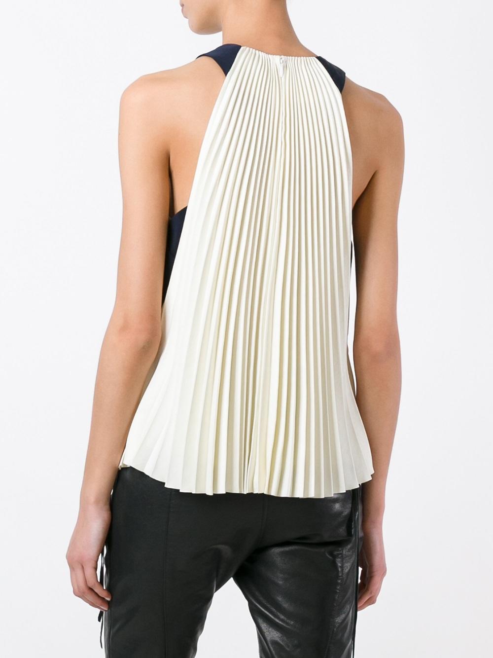 sleeveless pleated blouse