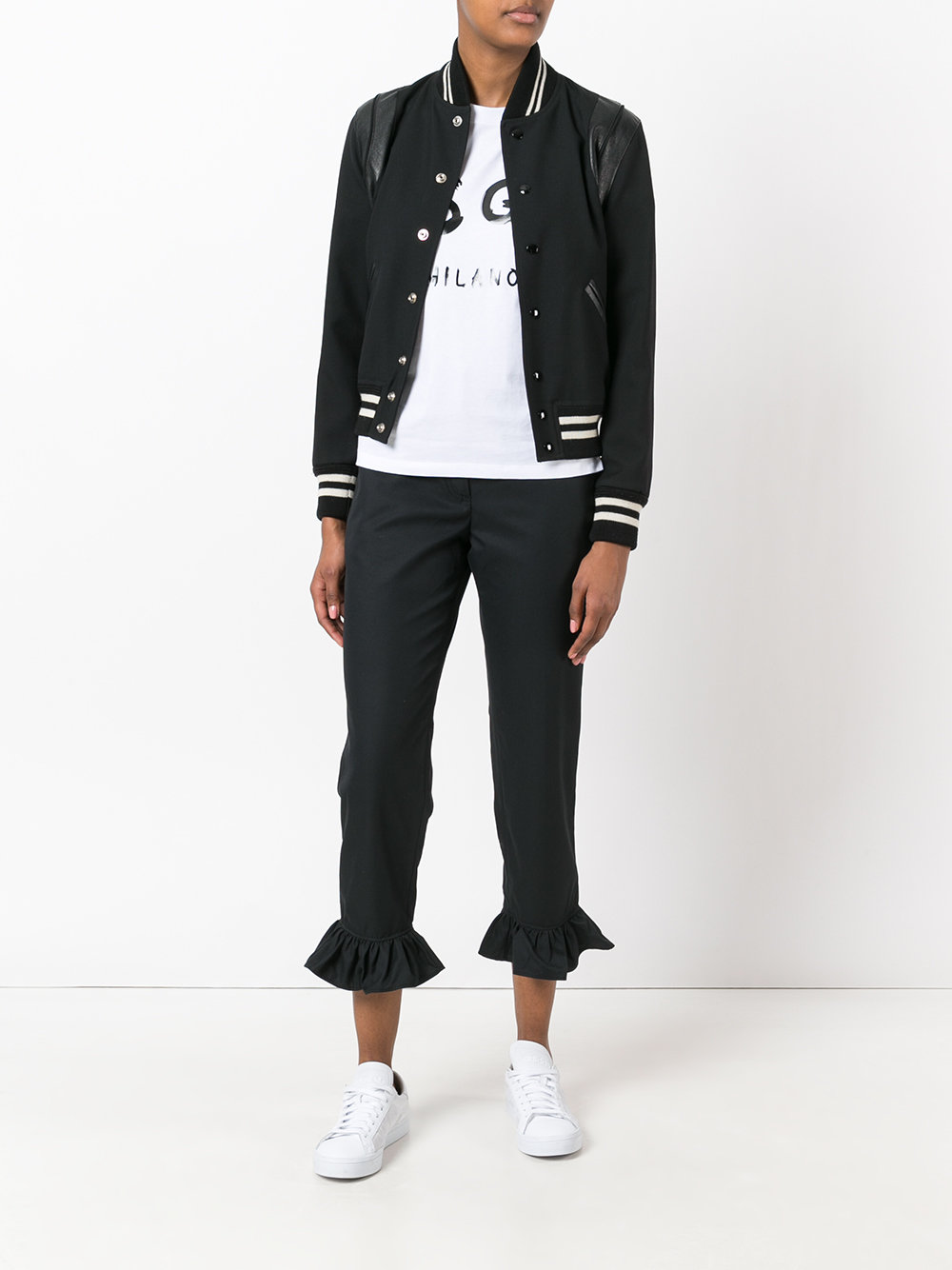 frill trim cropped trousers