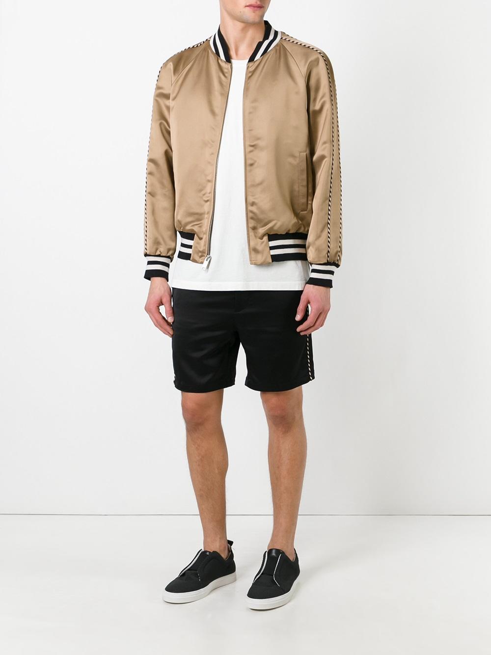 striped trim bomber jacket