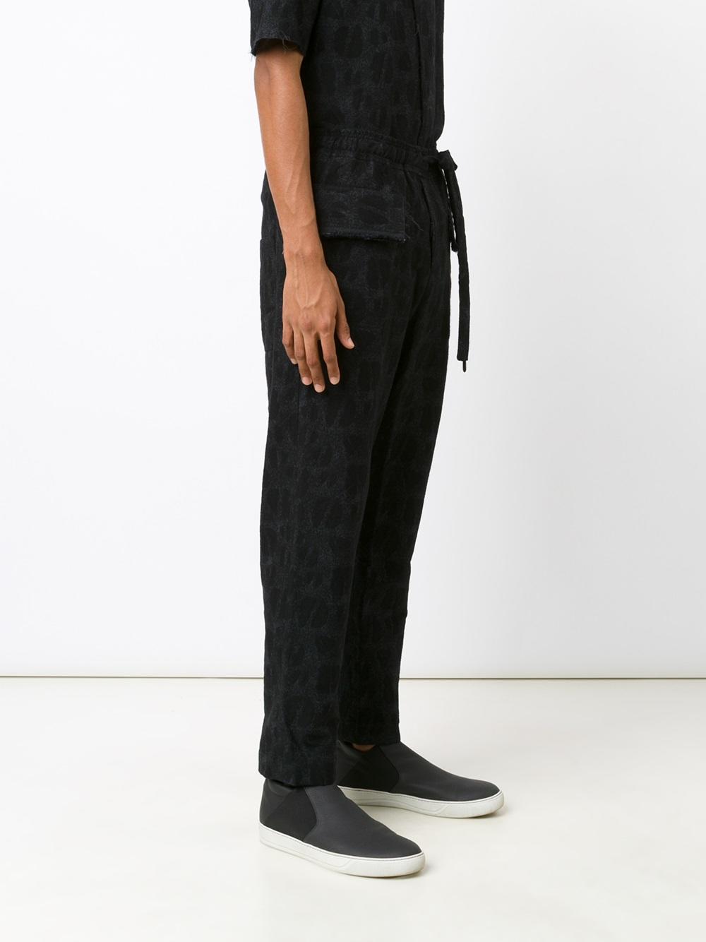elasticated waistband slim-fit trousers