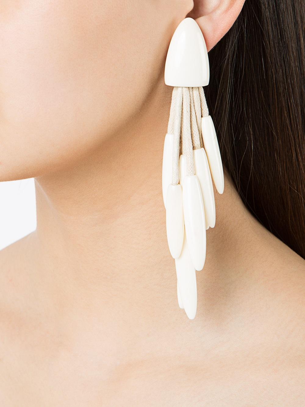 bone tassel clip on earrings