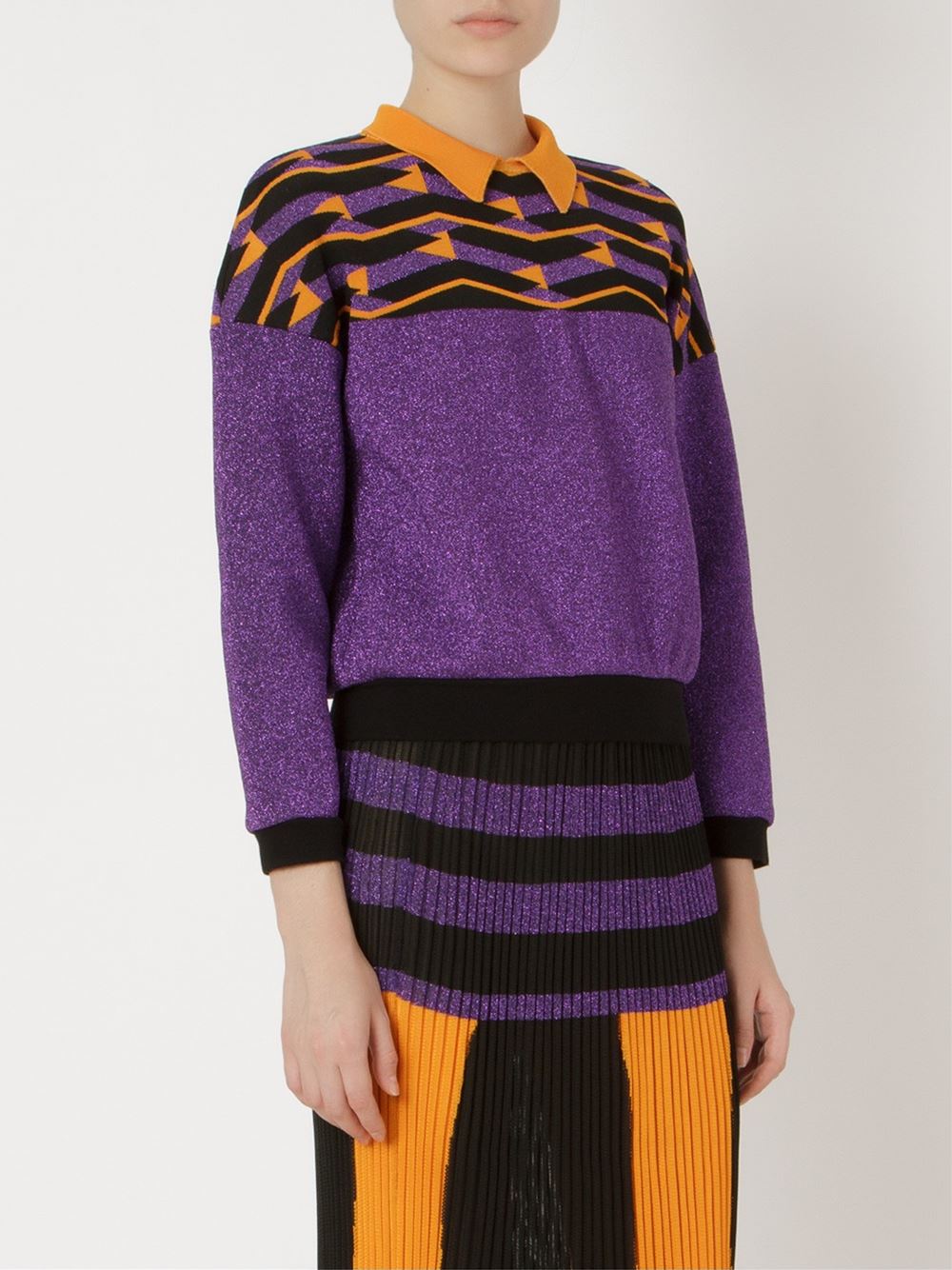 geometric pattern knit blouse