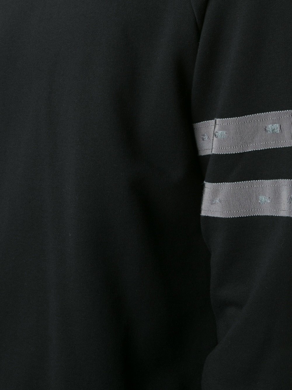 distressed sleeve stripe sweatshirt