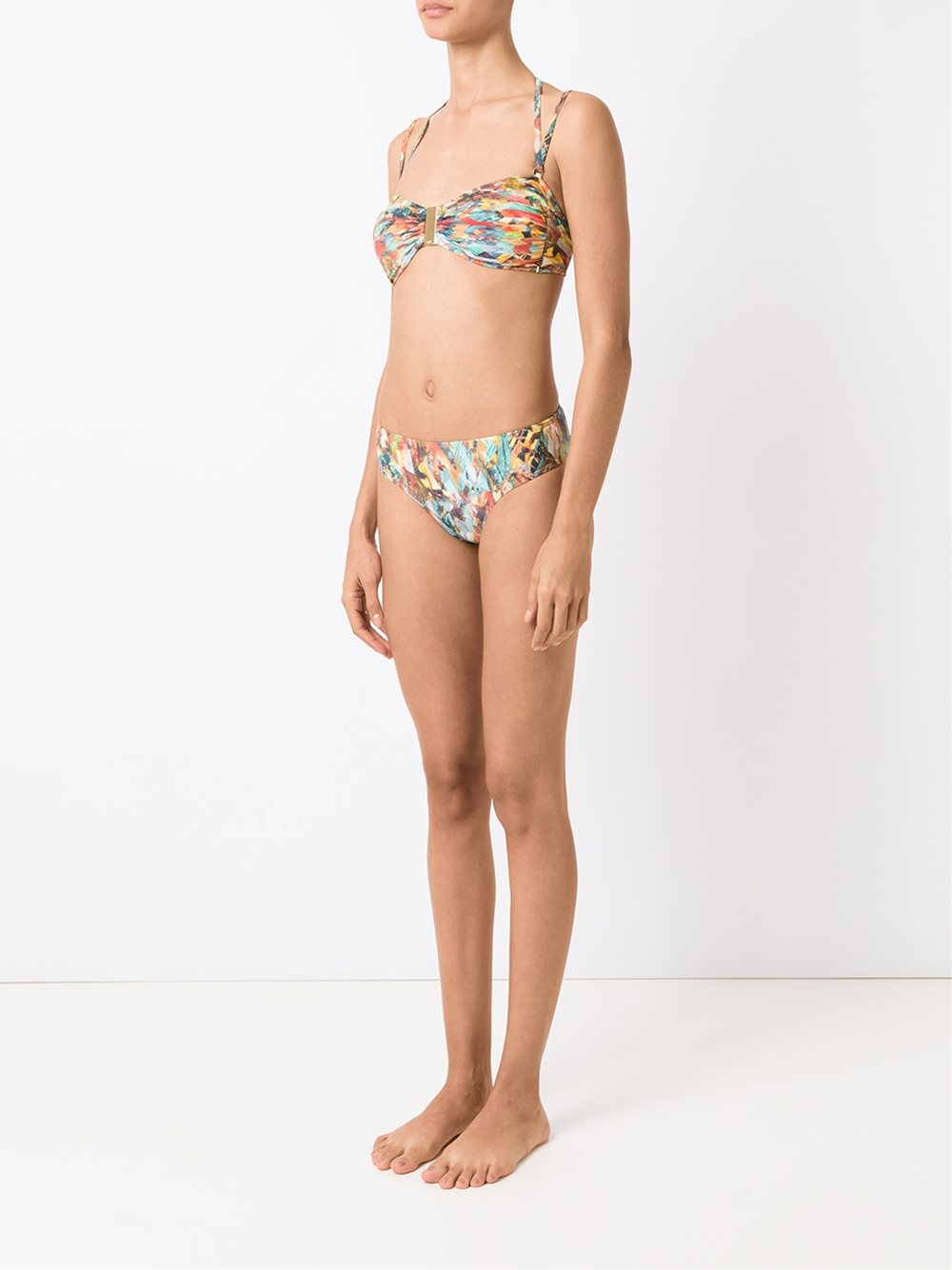 printed bandeau bikini set