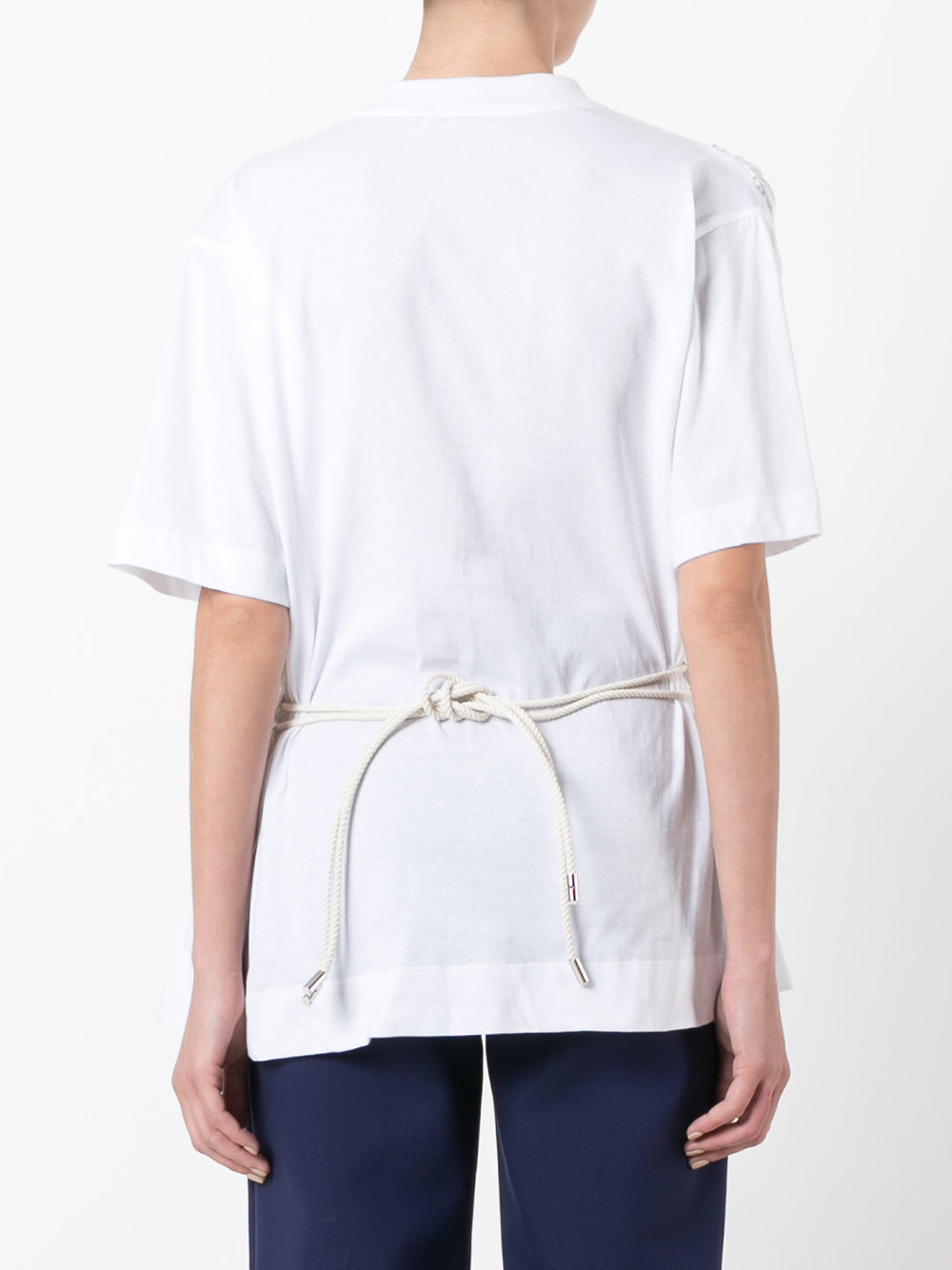 poplin and jersey gathered top