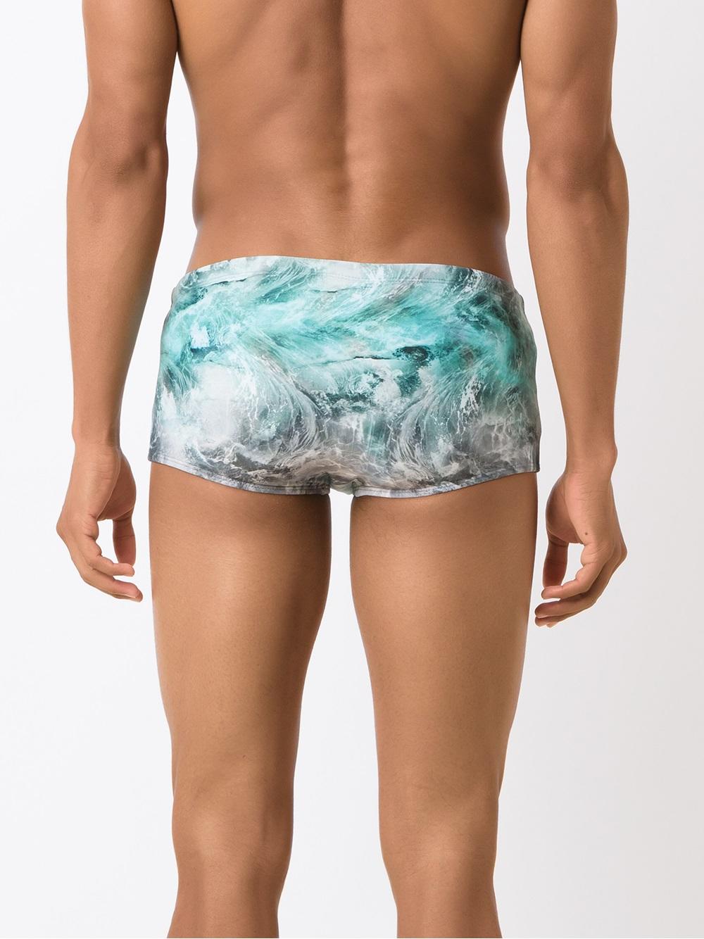 printed swim trunks