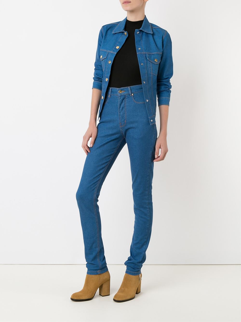 classic polo collar denim jacket