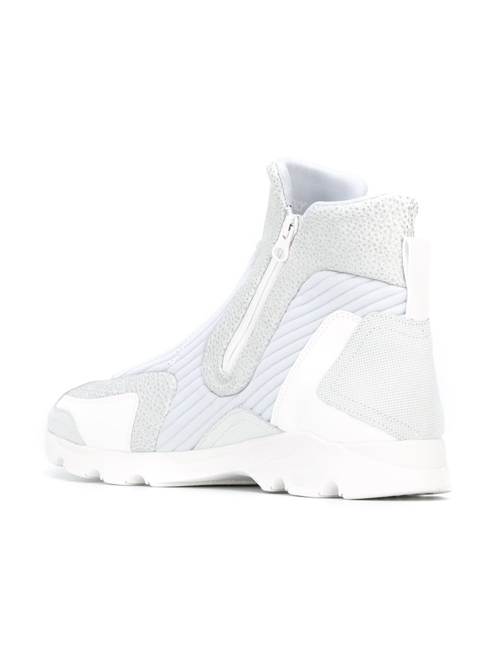 panelled hi-top sneakers