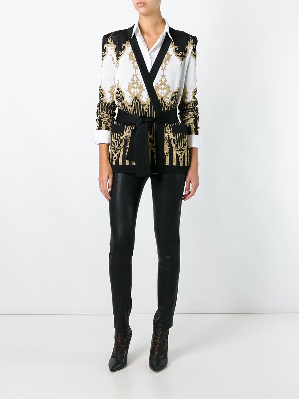 patterned baroque belted jacket