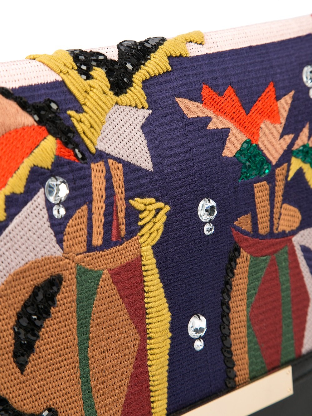 embroidered fold-over clutch
