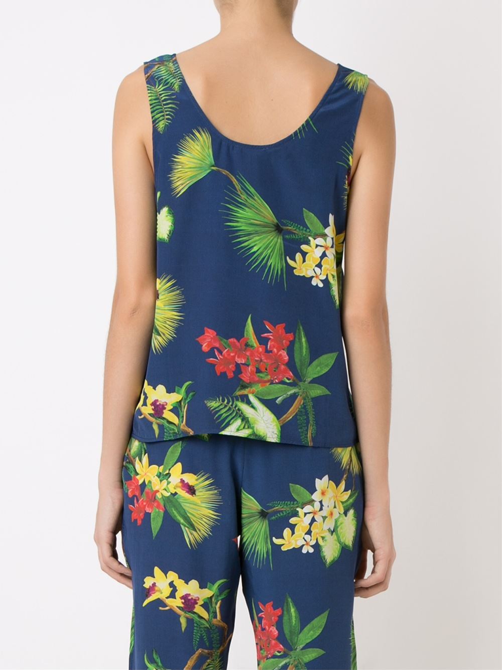 sleeveless floral blouse