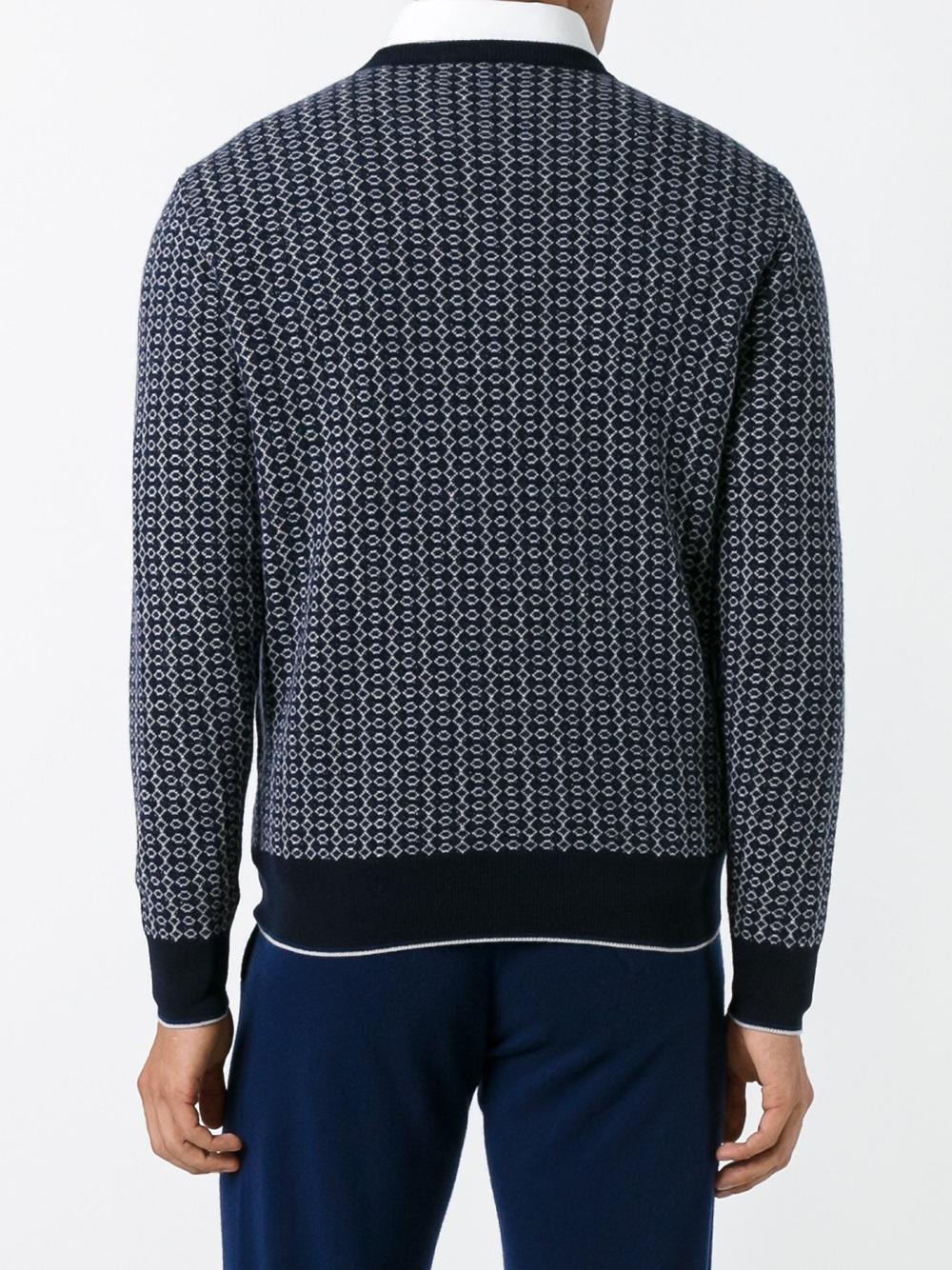 patterned round neck jumper