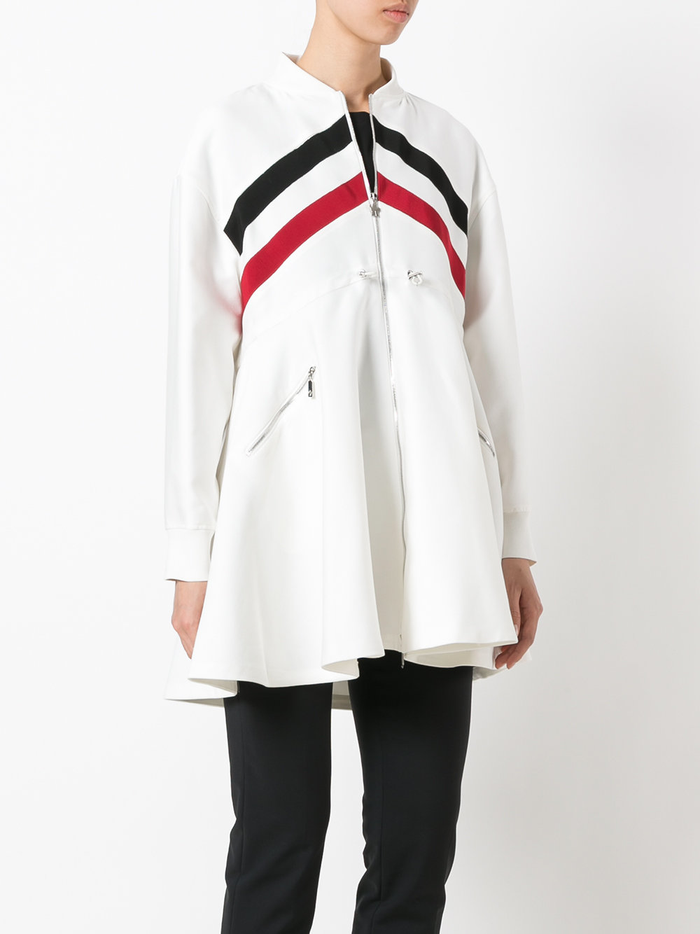 striped flared coat