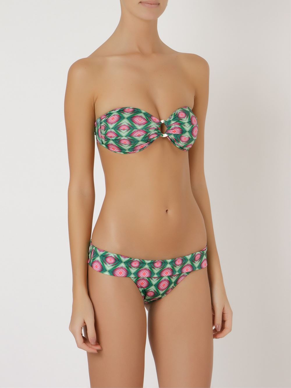 printed bandeau bikini set