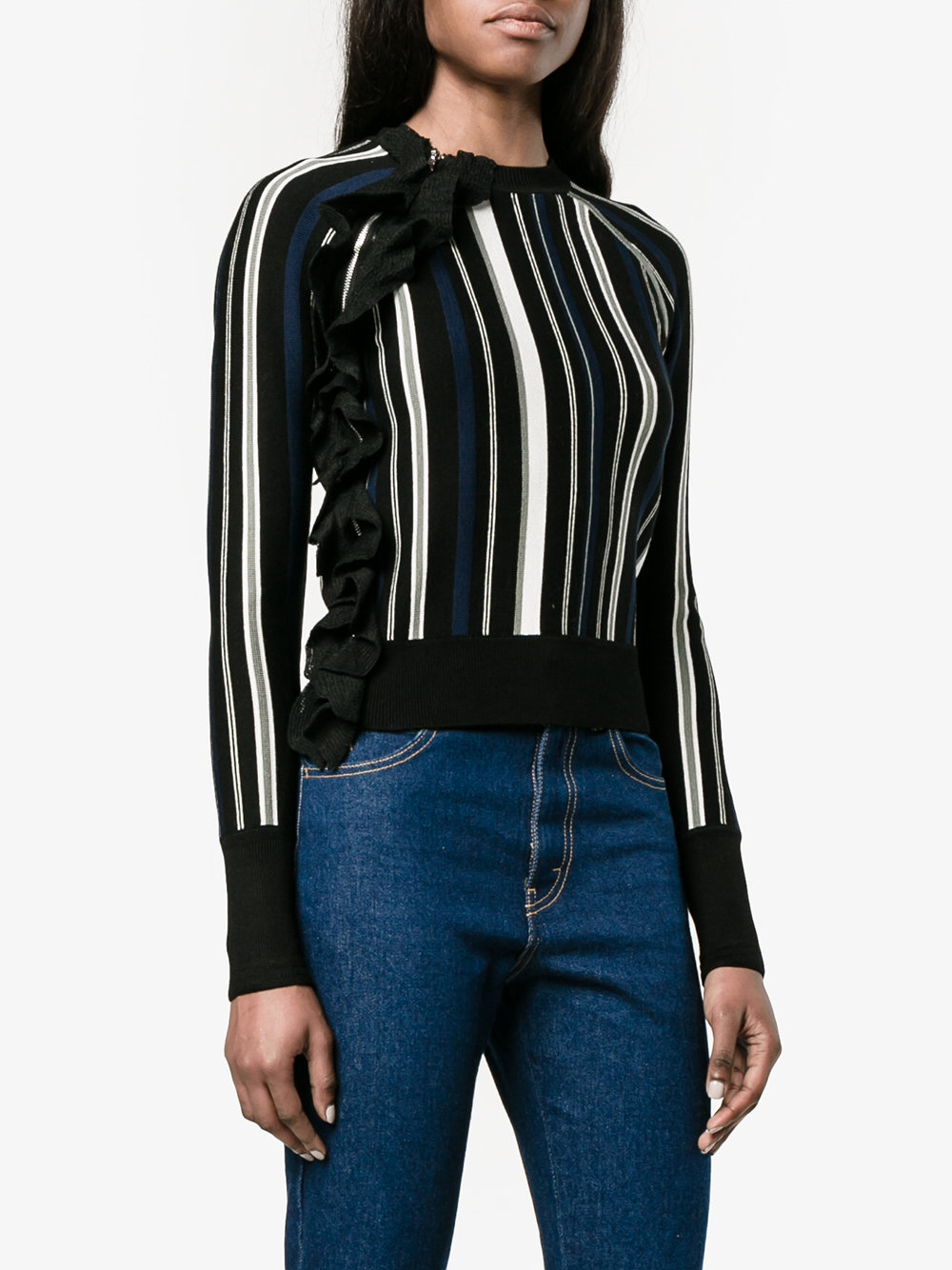 knitted ruffle stripe top