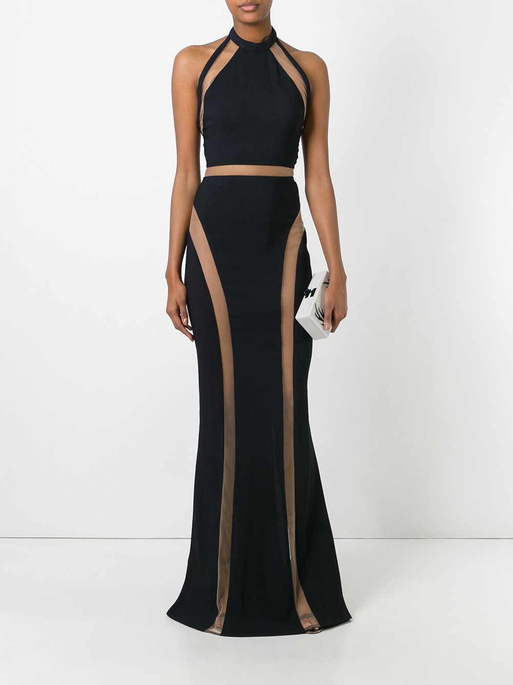 sheer panel evening gown