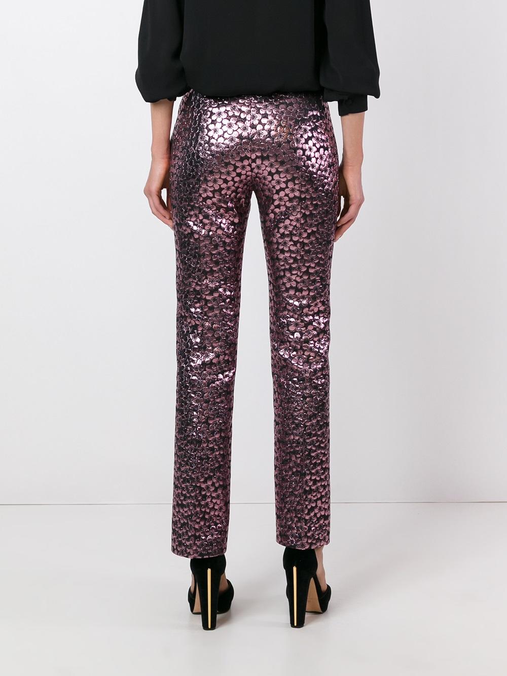 metallic straight trousers