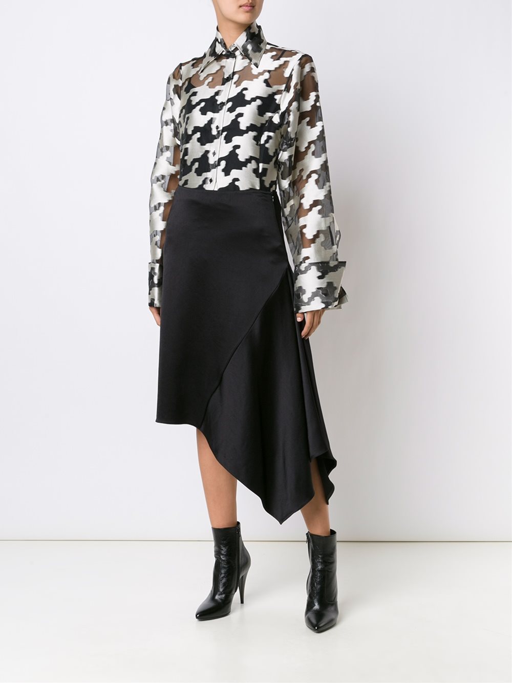 oversized fil coupé houndstooth pattern shirt