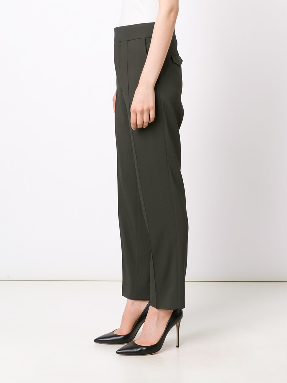 raised seam straight leg trousers