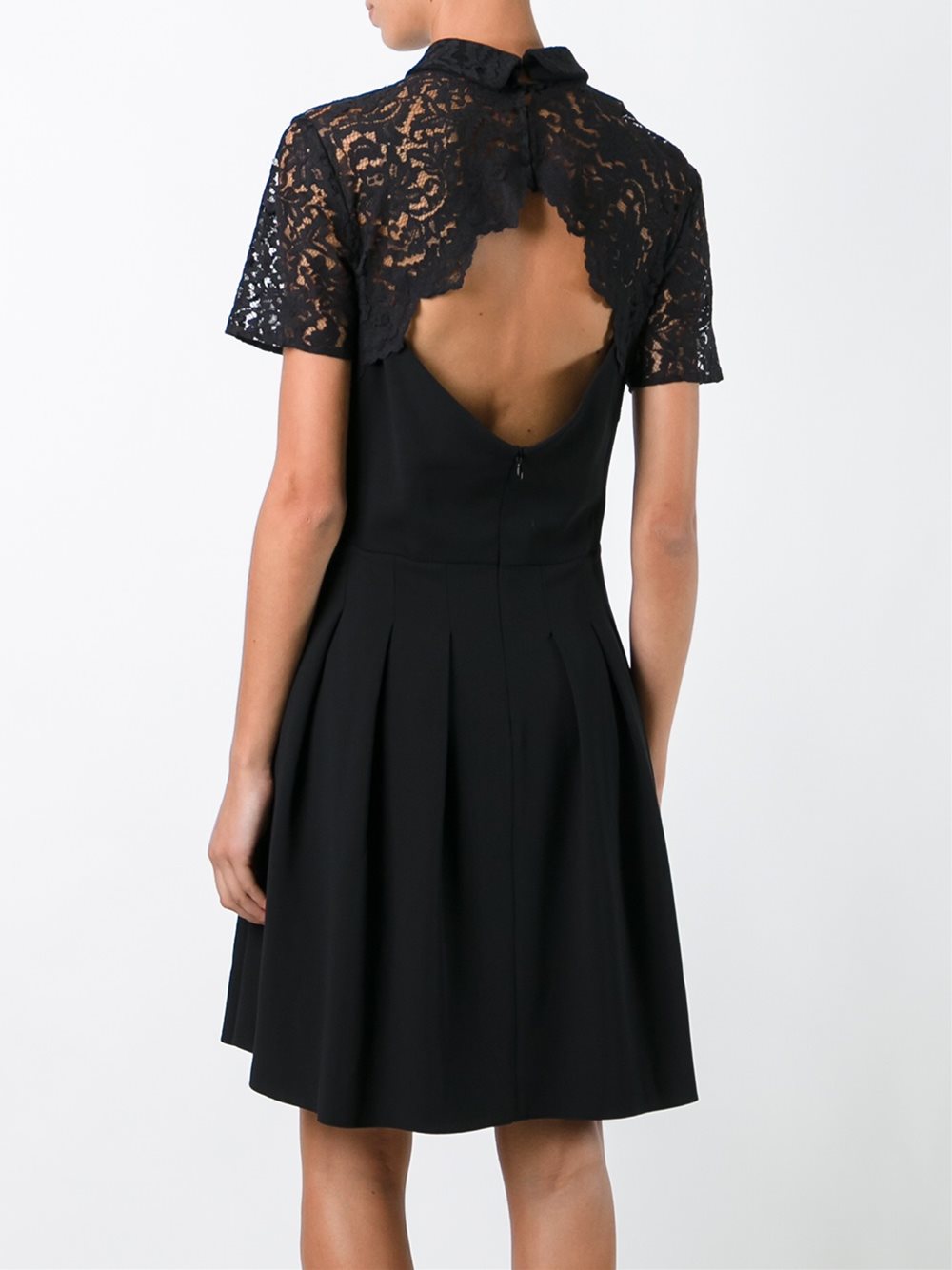 lace sleeve flared dress