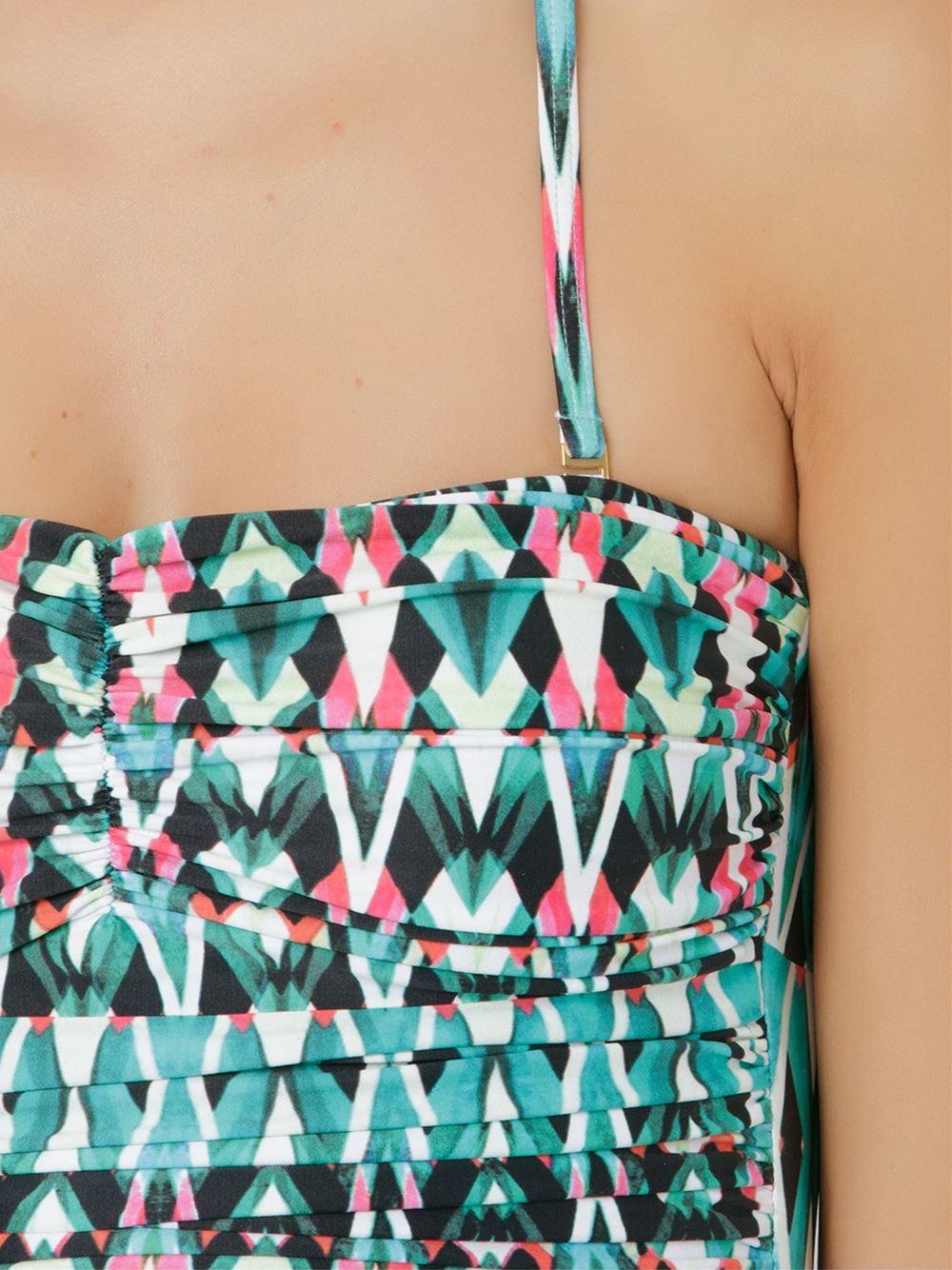 print draped swimsuit