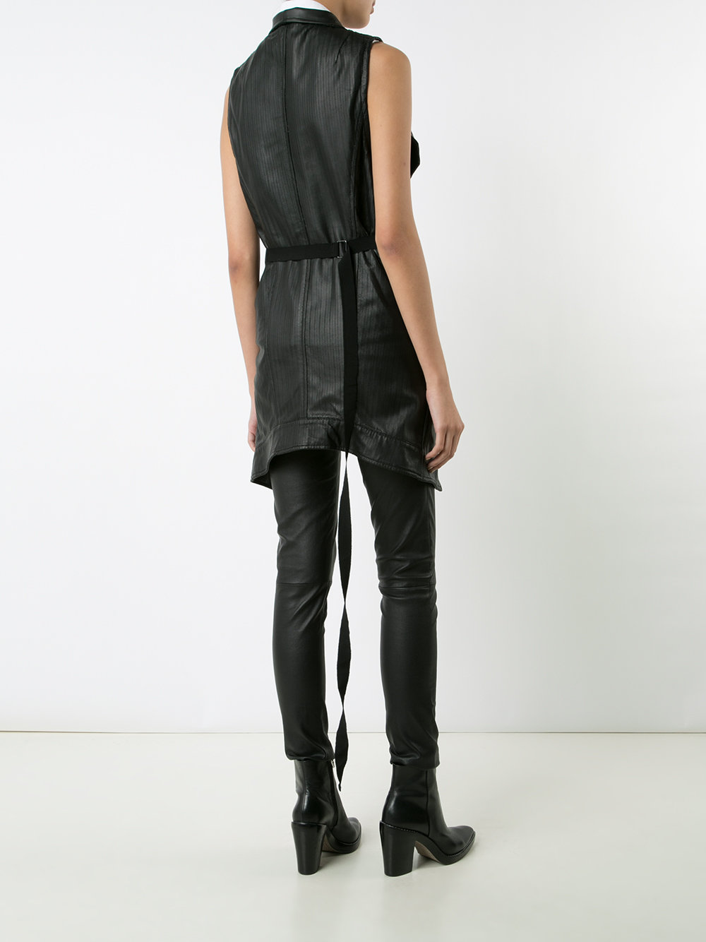 asymmetric sleeveless jacket