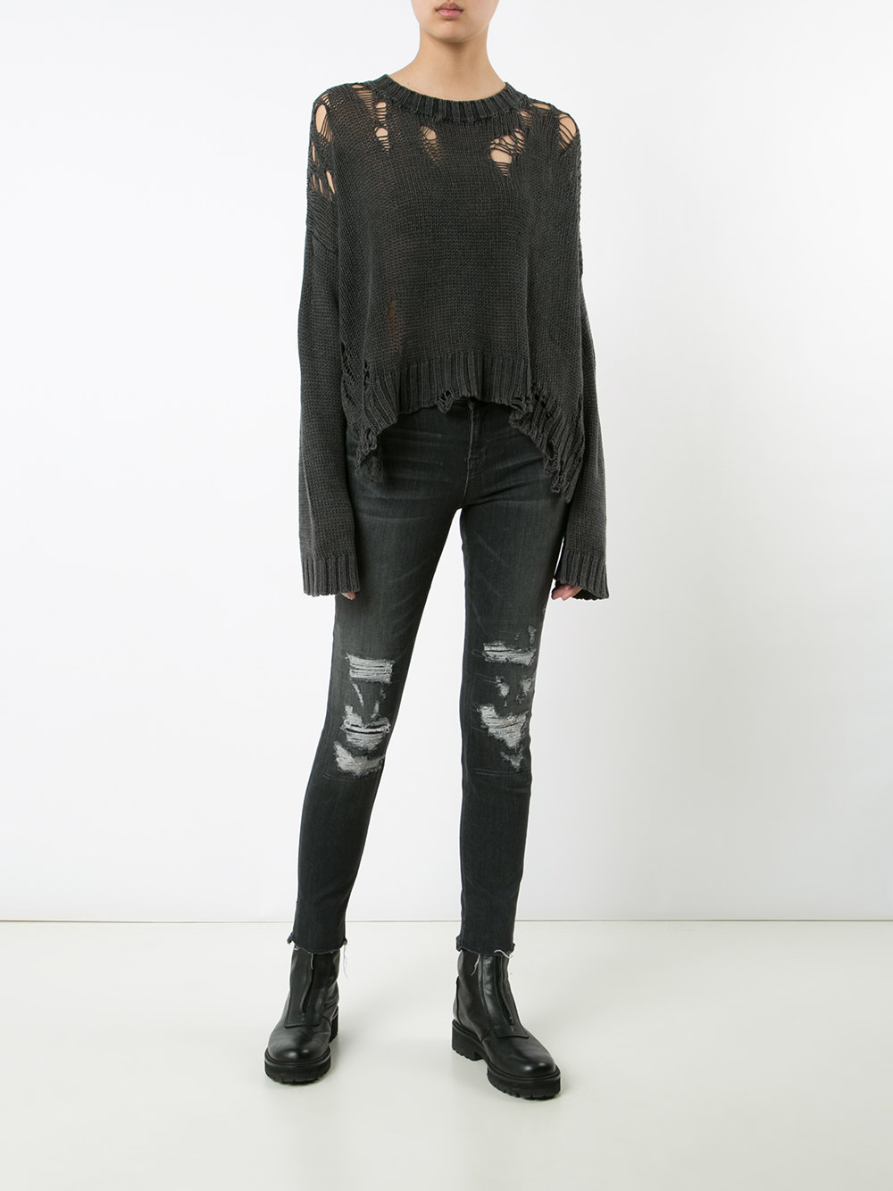 knit distressed crop top