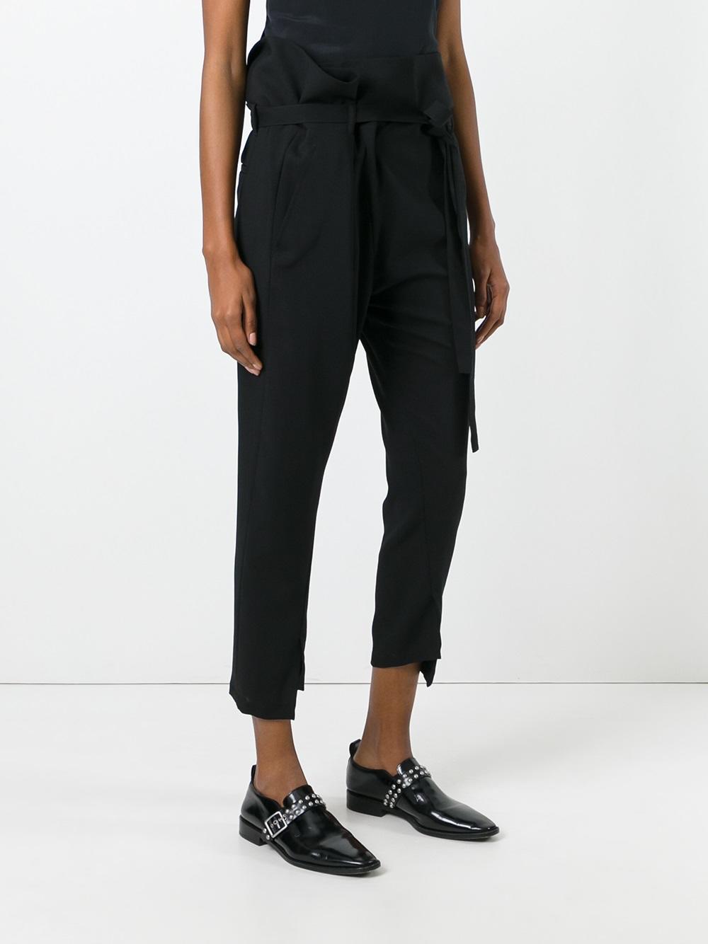 belted cropped trousers