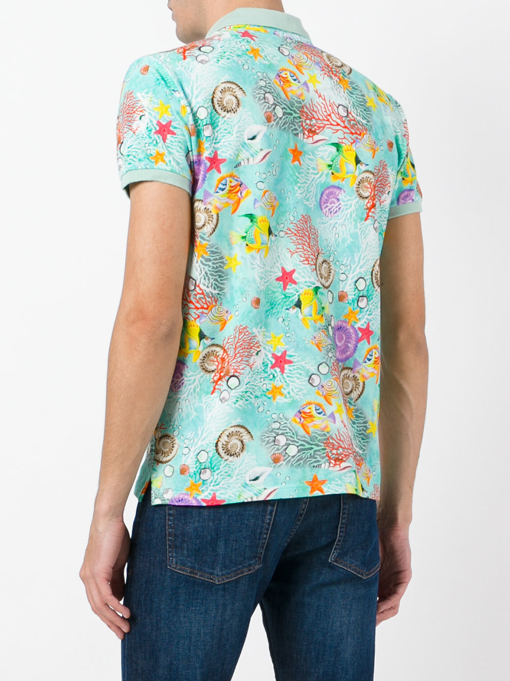 sea-life print polo shirt